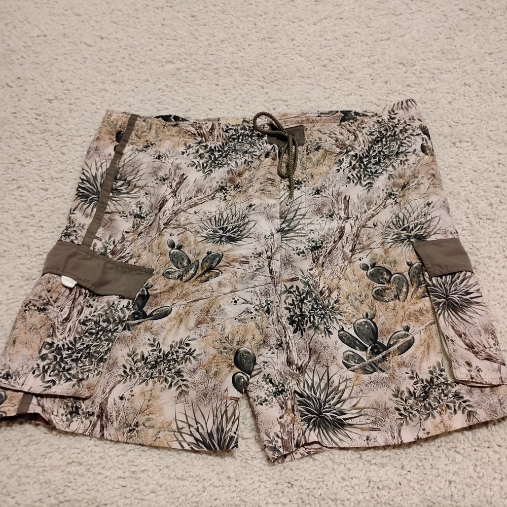 Game Guard Board Shorts Mens Large Beige Camouflage Trunks Surf Blue Desert Swim
